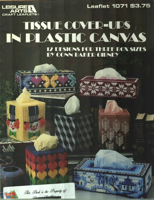 Used Tissue Cover-Ups 12 Designs Santa Zebra Clown Plastic Canvas Pattern Book