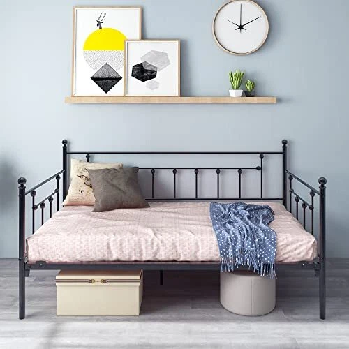 METAL DAYBED FRAME Twin Metal Slats Platform Base Box Spring