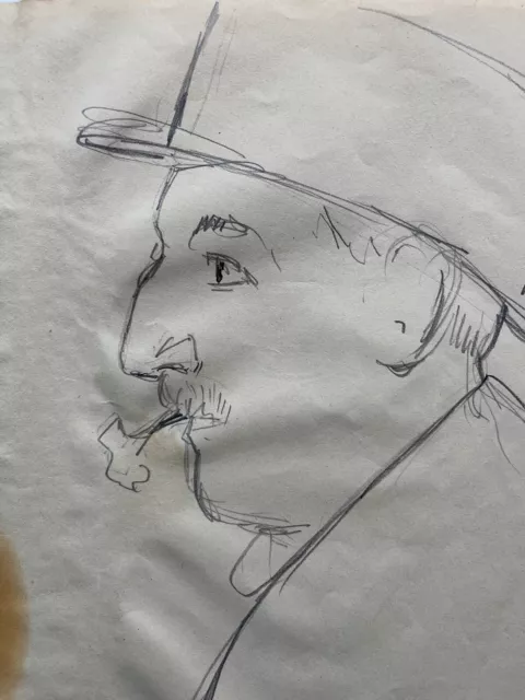 Dibujo #35 Retrato Mann Con Sombrero Esbozo Alfred Haag Joven Máquina de Coser 3