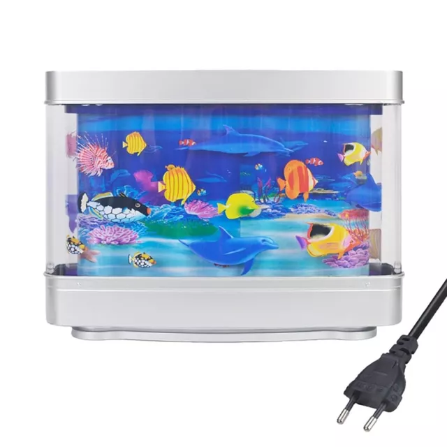 Mini Fish Tank Aquarium Sea View Fish LED Light Lamp Desktop Ornamental Decor 7