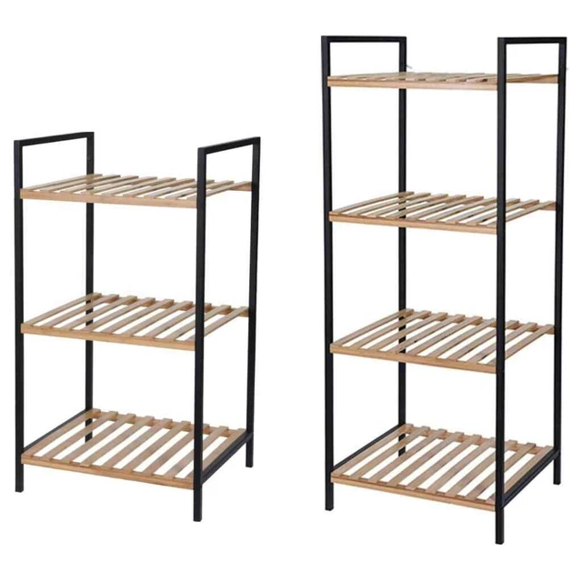 Bathroom Solutions Estantería de Almacenaje con Estantes Organizador Bambú Acero