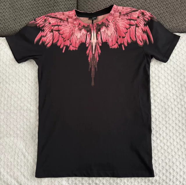 Marcelo Burlon County of Milan Icon Wings T Shirt Black Red Pink XXS Cotton Tee