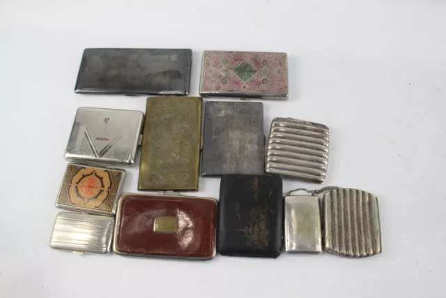 Cigarette Case Job Lot Inc. Vintage & Antique EPNS Mini Leather Damascene x 12