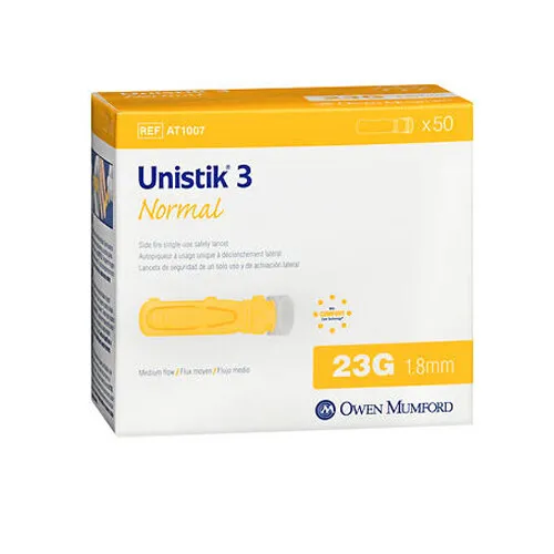 Unistik 3 Normal Safety Lancets 50 each 23G