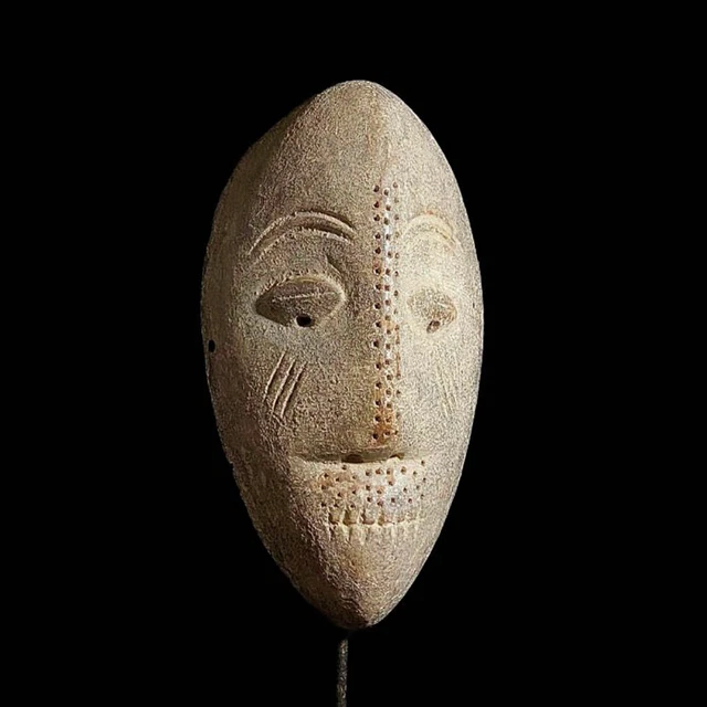 African Mask Hand Carved Wooden Wall Decor Tribe Art Vintage Lega Mask-7335