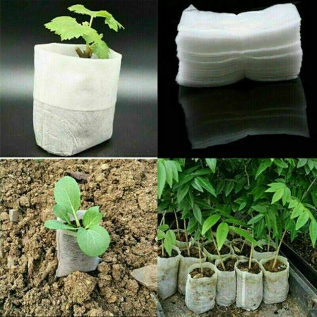 100x Biodegradable Non-woven Nursery Bags Plant Grow Planting Raising Pots Billi