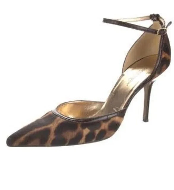 DOLCE & GABBANA Brown Ponyhair Animal Print Pumps Size 6.5 IT 37