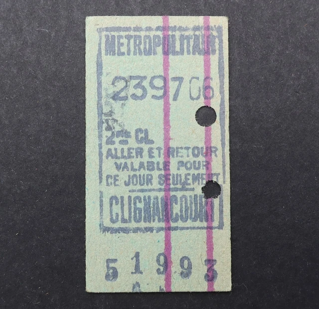 ANCIEN TICKET MÉTRO 1927 CLIGNACOURT 51993 Métropolitain Paris 35 EUR 5 ...