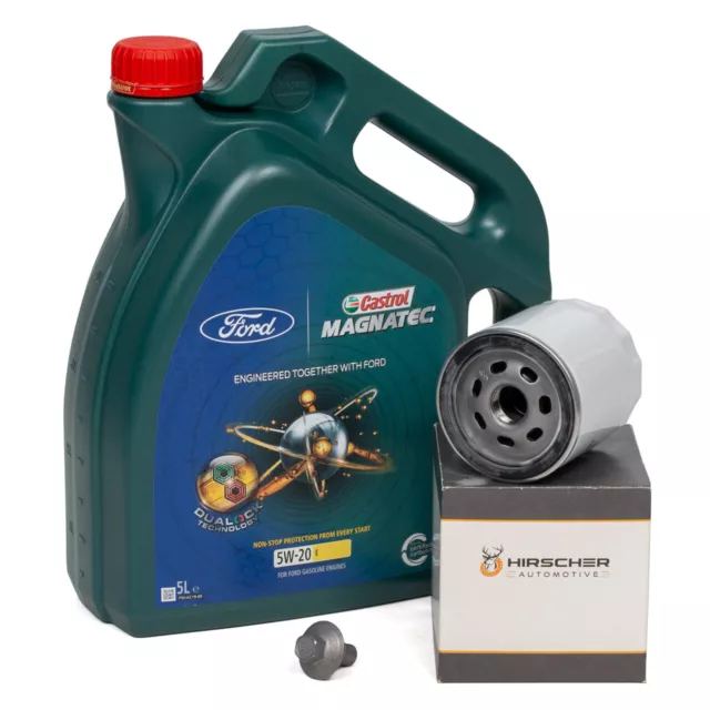 5L CASTROL MAGNATEC 5W-20 E Motoröl Öl + HIRSCHER Ölfilter für FORD 1.0 EcoBoost