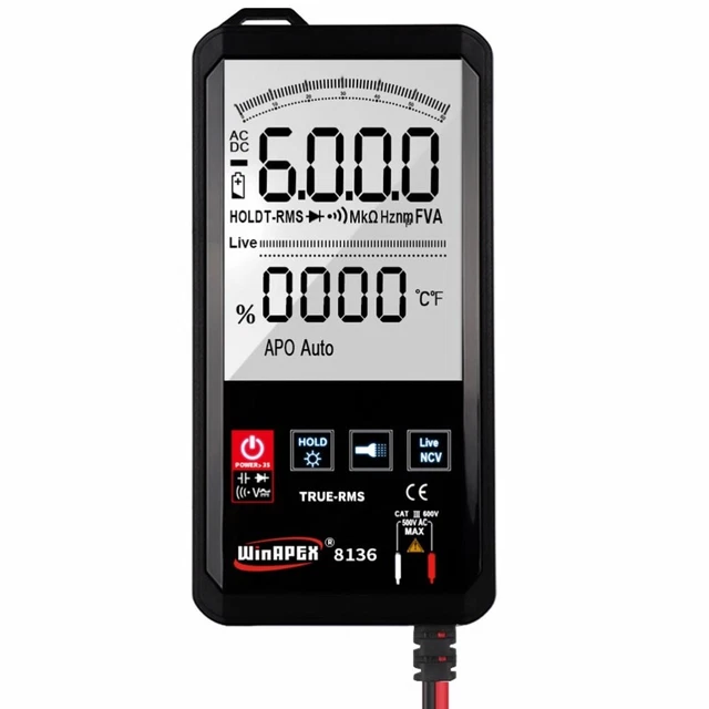 Multimetro digitale, tester di tensione a penna con display LCD, alta precisione 6000 conteggi