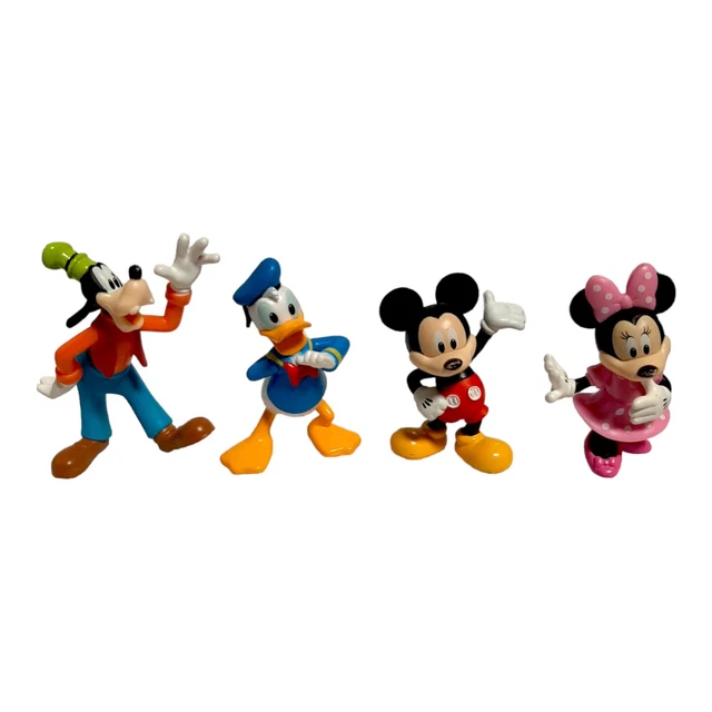 Lot of 4 DISNEY PVC Toy Mini Figures Mickey & Minnie Mouse Donald Duck & Goofy