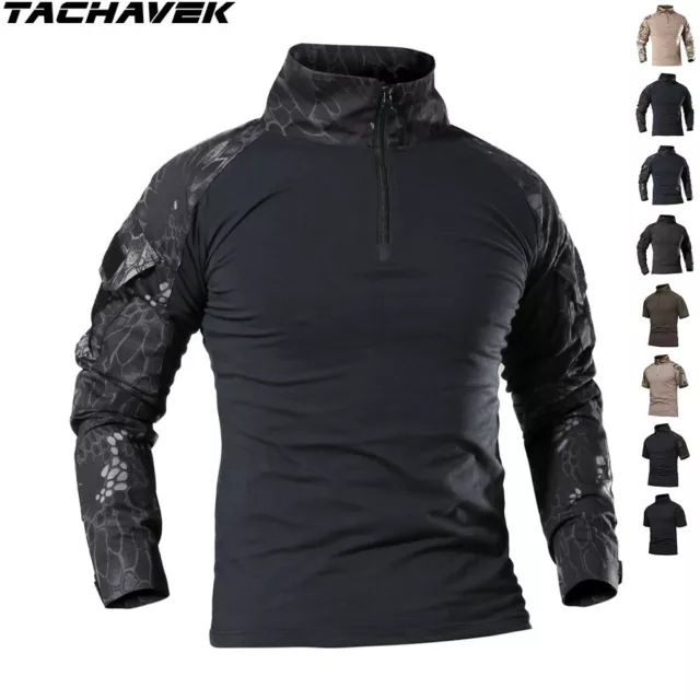 MENS TACTICAL T-SHIRT Long Sleeve US Army Military Combat Casual 