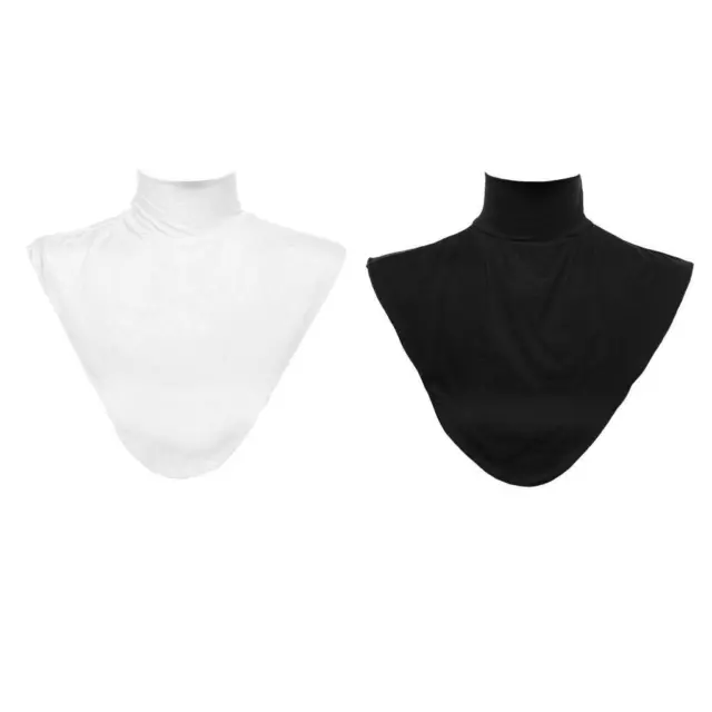 2 Pack Women Faux Turtleneck Half Top Dickey Collar Muslin Hijab Neck Cover 3