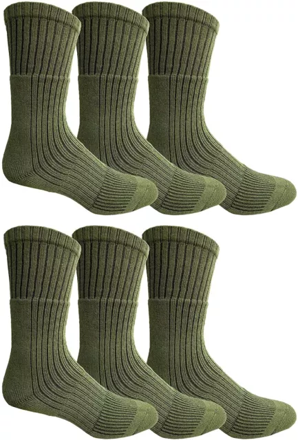 6 PK Military Grade Wick Dry Crew Socks , Boot Sock, Army Green -Mens Crew Socks