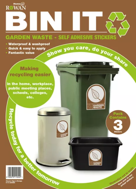 Self Adhesive Recycling Stickers Wheelie Bin BIN IT Wheely Dustbin