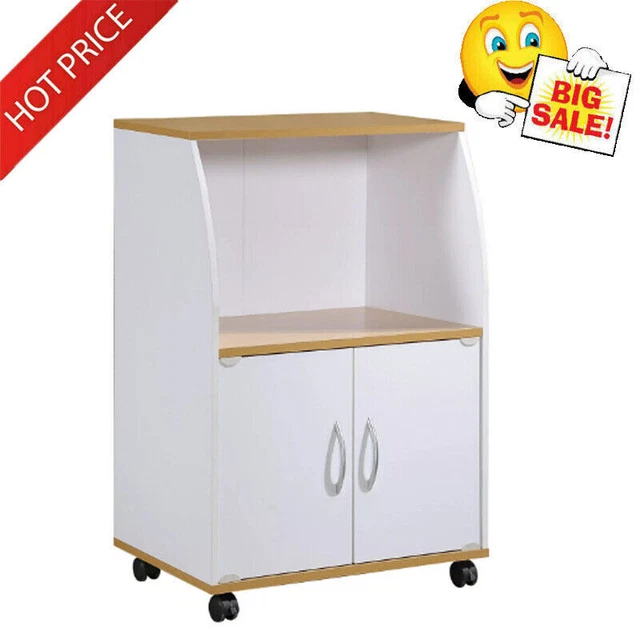 ROLLING MICROWAVE OVEN Stand Cart Cupboard Storage Shelf