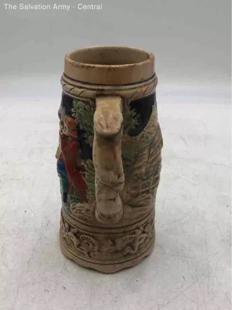 Vintage Ceramic Hand Painted Made In Japan Steins Handle Beer Mug Music Box 3