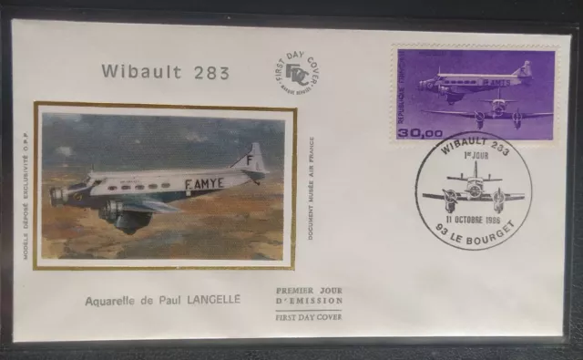 Enveloppe Premier Jour 1986 Timbre Wibault 283 Poste Aérienne Le Bourget N° 59