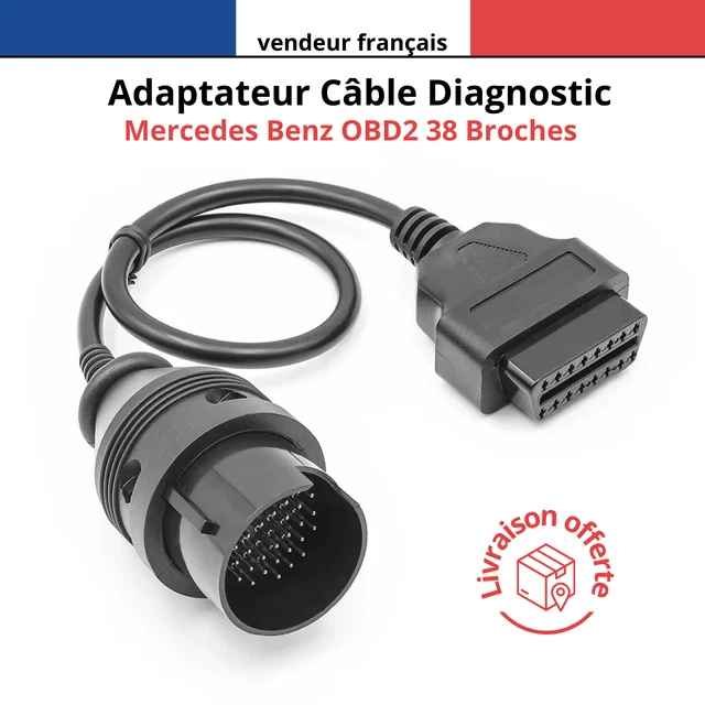 Câble Extension OBD2 Autel 16 Broches 1m - Compatible Tous Véhicules Et Outils Diagnostic - Connexion Stable