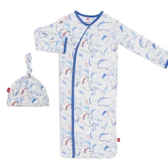 Magnetic Me Modal Blue Roarsome Friends Modal Magnetic Gown and Hat, NB-3 mo,NWT