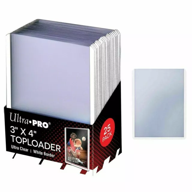 25 x Ultra Pro WHITE TOPLOADER Rigid Card Protector Regular TOP LOADER