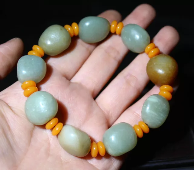 100% natural HeTian jade bracelet Stone flexibility string bracelet jade Stone