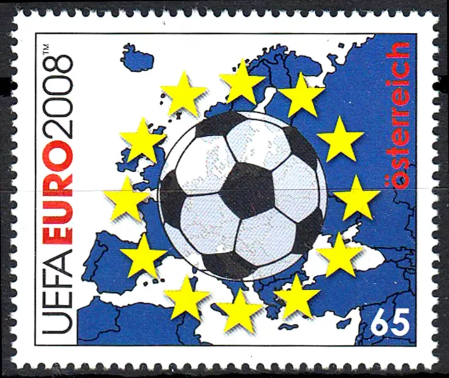 2714 postfrisch Österreich 2008 Fußball Sport Europameisterschaft Landkarte Ball