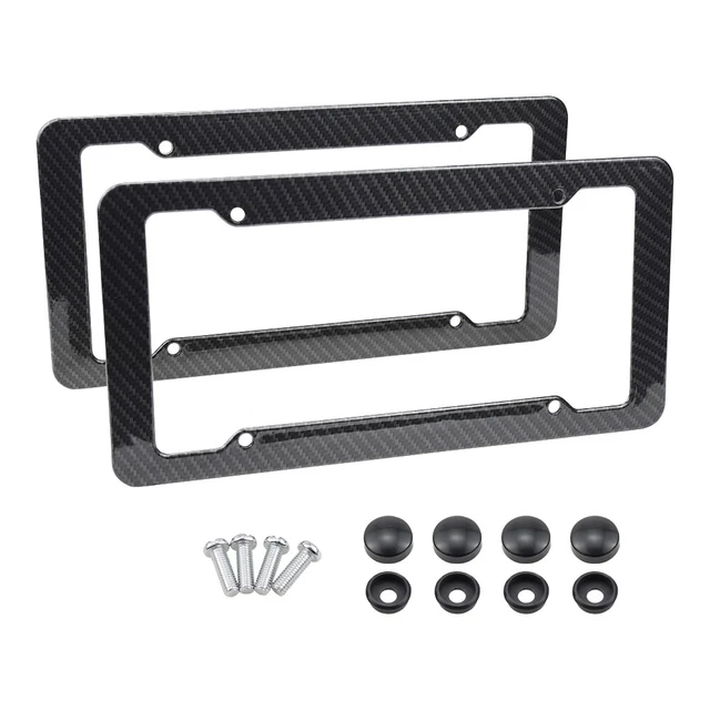 2pcs 2X Black Auto Car Plastic Carbon Fiber License Plate Holder Frame Universal