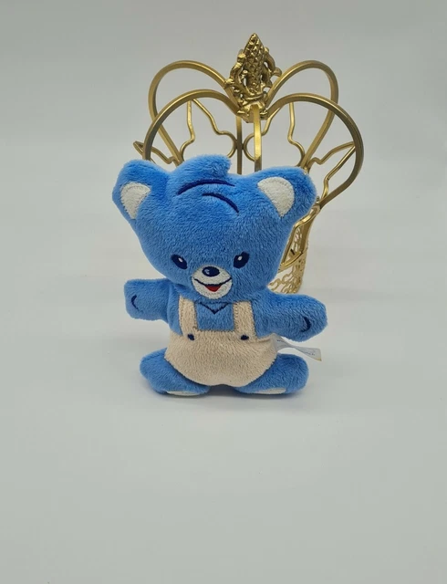 38 - Doudou Peluche Ours Blanc Beige  Bleu Grelot Hochet Nestle Neuf