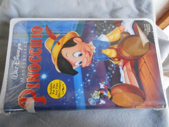 Vintage Pinocchio Masterpiece Vcr Tape Vhs 1993 Sealed Walt Disney Orig Owner