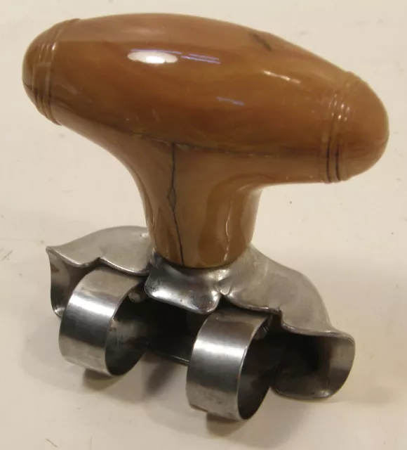 Vintage Fulton Hot Rod Suicide Spinner Steering Knob Marbled Brown Oblong