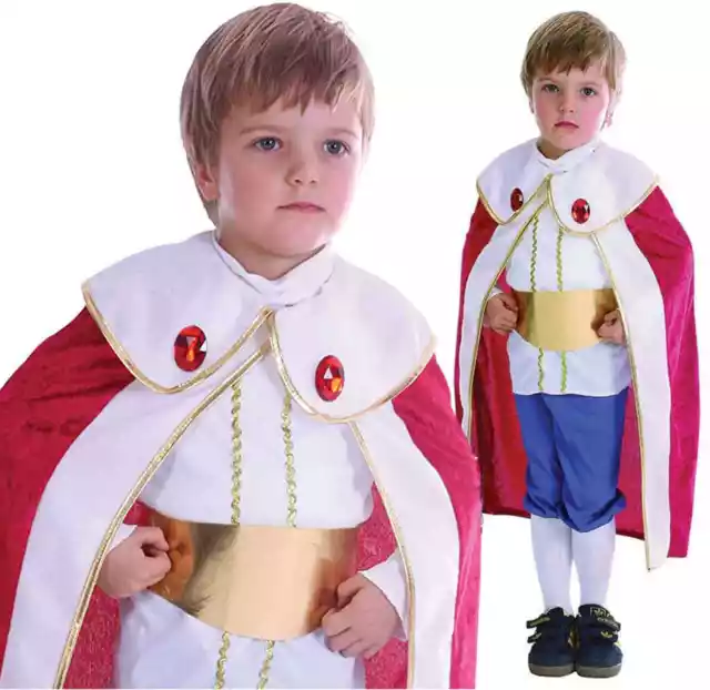 Boys Kids Toddler King Prince Robe Christmas Nativity Fancy Dress Costume 3-4