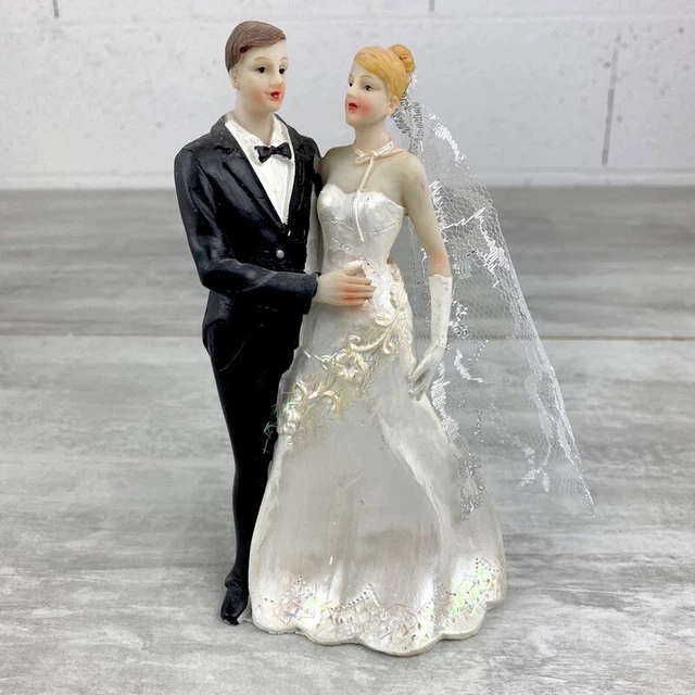 Couple de mariés romantique en résine, hauteur 18 cm, figurines pièce montée, gâ