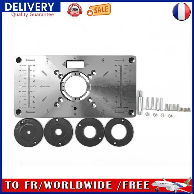 Router Table Insert Plate Woodworking Trimming Machine Flip Board Set with Rings