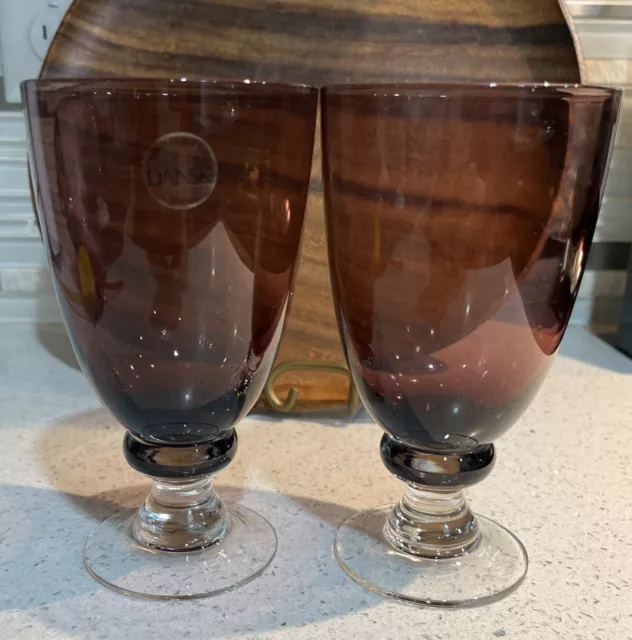Iced Tea Goblet Glass Dansk Crystal Madras Pattern Amethyst Purple 6 1/4"