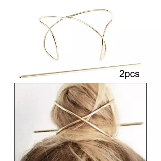 2x Femmes Coiffure Stick Pin Bin Poils Toboggan Clip Brioche Support