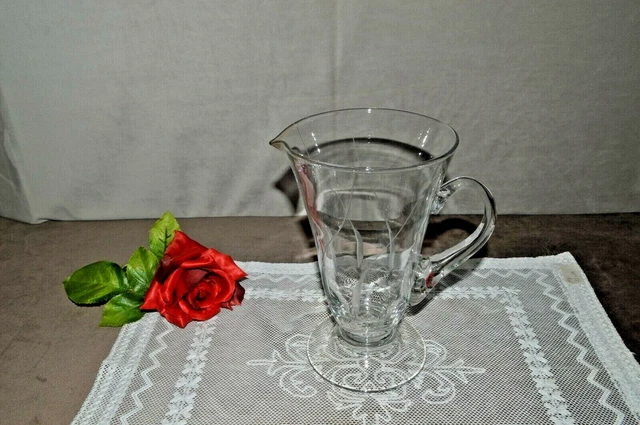 Belle Carafe A Eau / Orangeade / Vin / En Verre Souffle  Decor Taille /Annees 60
