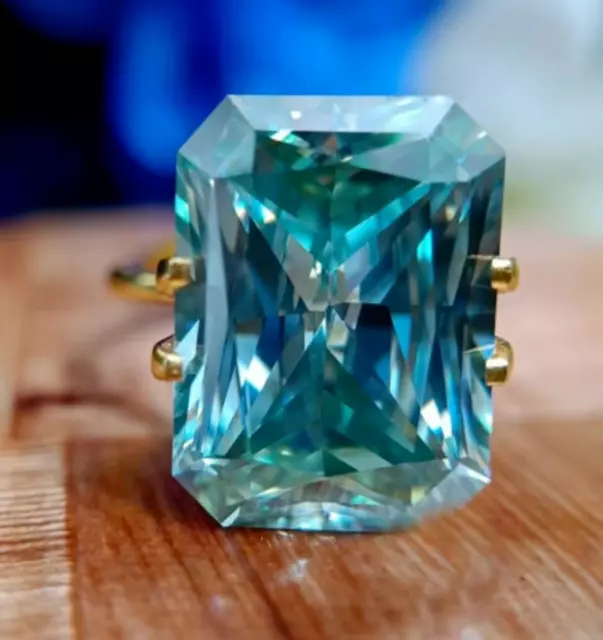 Certified AAA Natural 6.9ct VVS1/Emerald Cut/Blue Diamond 14K White Gold Ring