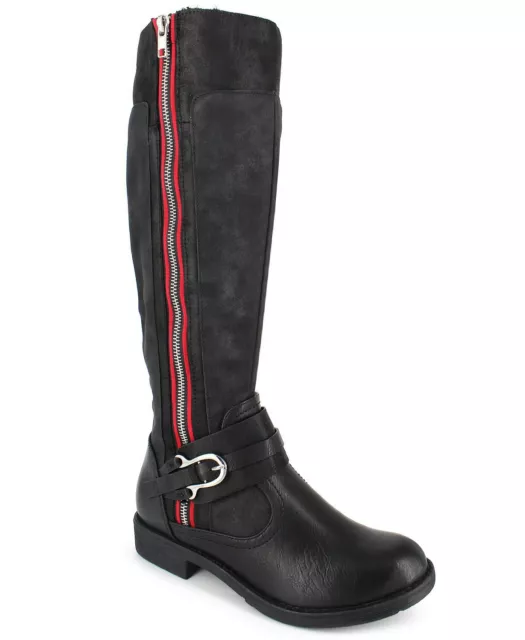 Zigi Soho Stephany Tall Faux Fur Trim Riding Boots Womens Size 9 Black Red