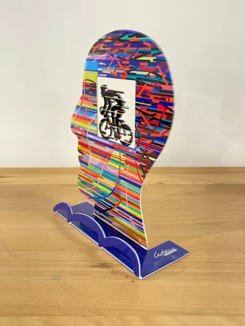Pop art Metal Head "Head Cyclist" escultura de DAVID GERSTEIN 2