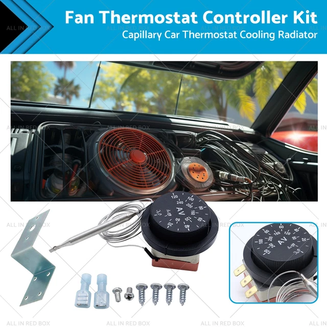 VEHICLE RADIATOR FAN Control Switch Thermostat Controller Kit 12V 0-120 ...