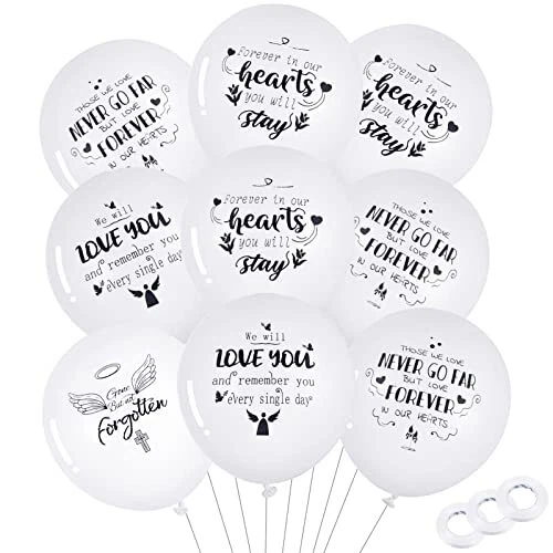Xinzistar 60 pezzi palloncini funebri bianchi palloncini commemorativi