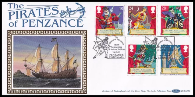1992 GB Gilbert & Sullivan Benham BLCS76b FDC The Pirates of Penzance SHS
