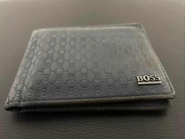 Hugo Boss Mens Wallet Bifold Leather Wallet Card Wallet Blue