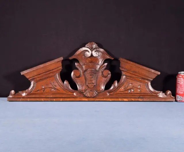 *27 French Antique Crest/Pediment/Crown in Solid Oak Wood Highly Carved