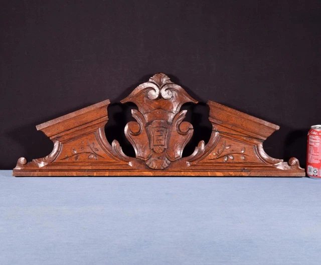 *27 French Antique Crest/Pediment/Crown in Solid Oak Wood Highly Carved