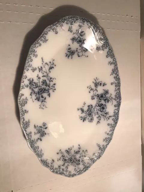 W. H. Grindley JANETTE Flow Blue Antique Serving Platter c1891-1914
