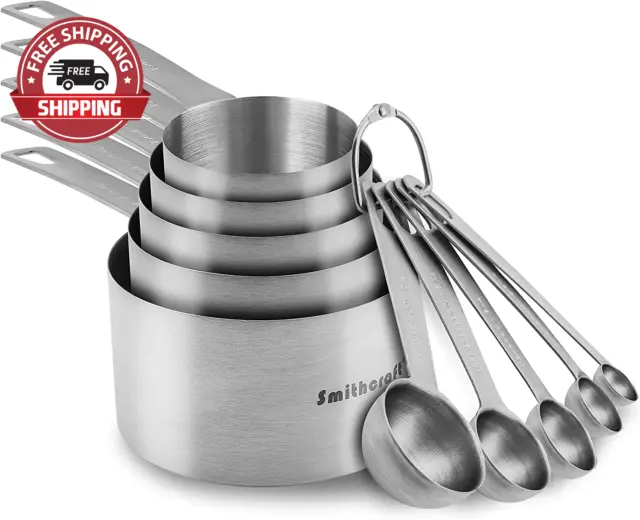 Measuring Cups and Spoons Set, 18/8 Stainless Steel Measuring Cups and Spoons Se