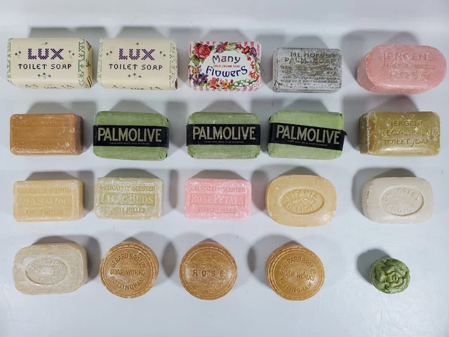 Lot Of 20 Vintage Antique Soap Bars Palmolive/Jergens/Lux/Gerard Bro Etc