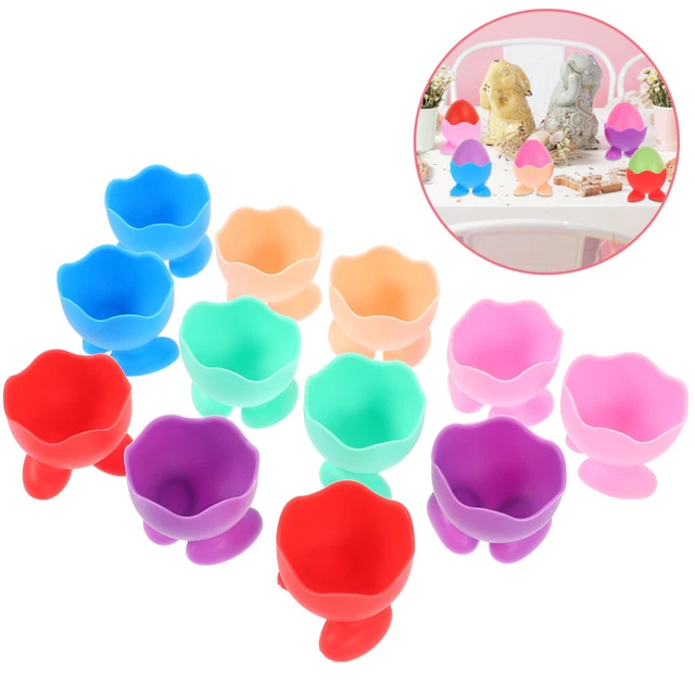12 un. bandeja de silicona para huevos tazas de silicona para huevos soportes soporte para soplar polvo contenedor